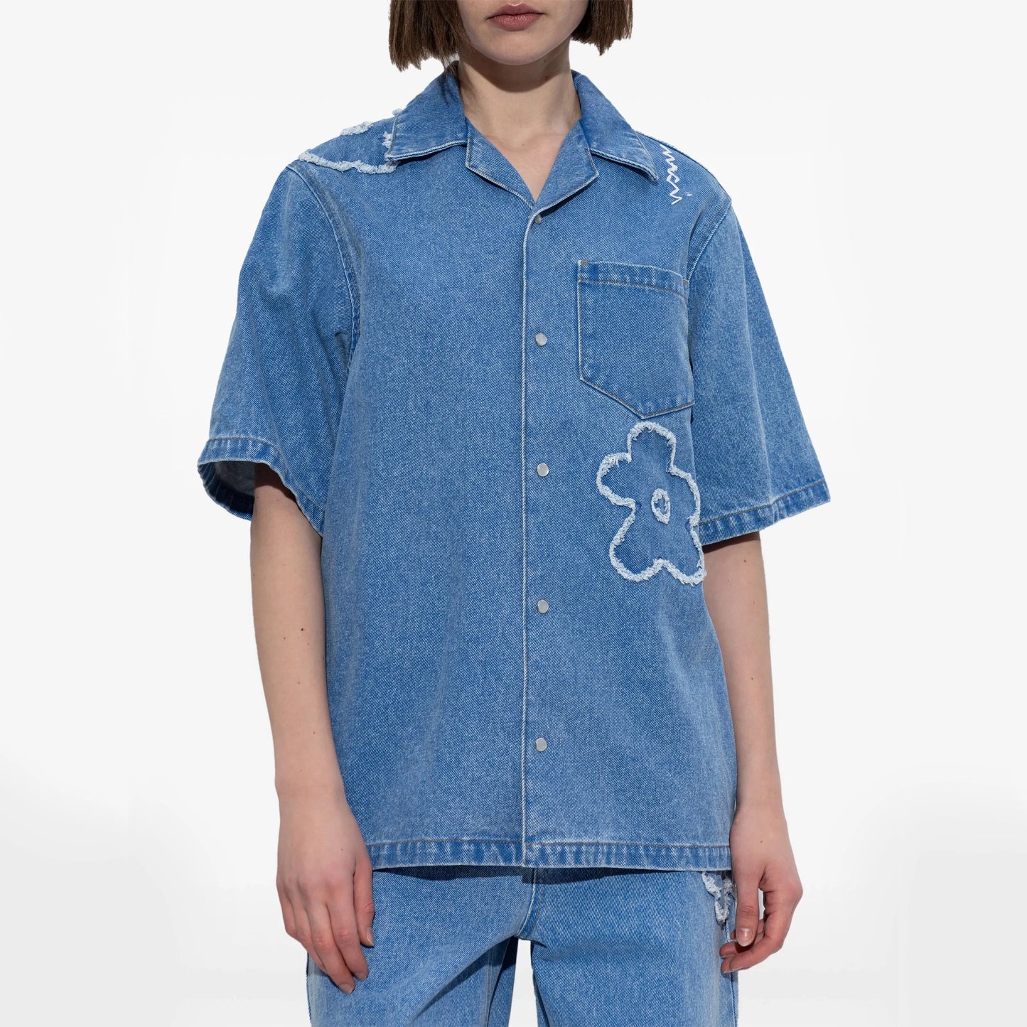Marni Embellished Denim Shirt in Blue, size 44 (fits like 10 ish?)