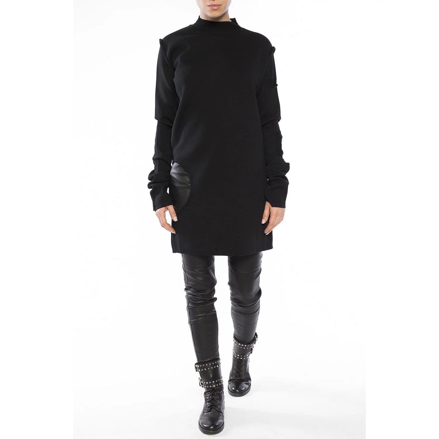 Rick Owens Black Knit avec découpe sur les hanches, taille petite