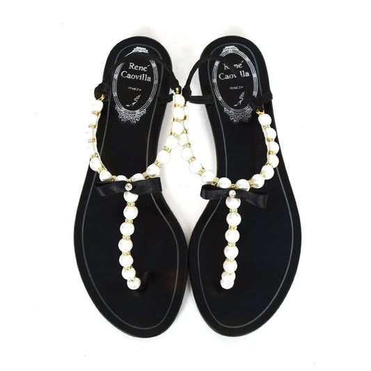 René Caovilla Pearl T-Strap Sandals, size 37.5