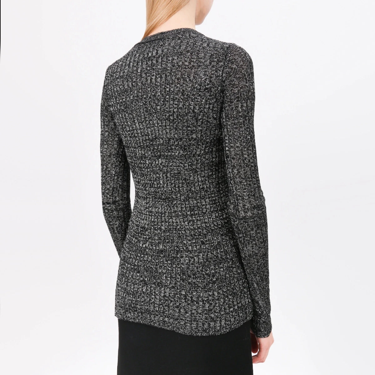 Isabel Marant Wool/Linen Long Sleeve Heathered Knit in Black/Silver, size 34 (XS)