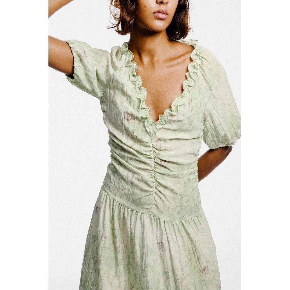 Baum und Pferdgarten "Abelline" Drop Waist Dress in "Distorted Green Flower", size 36