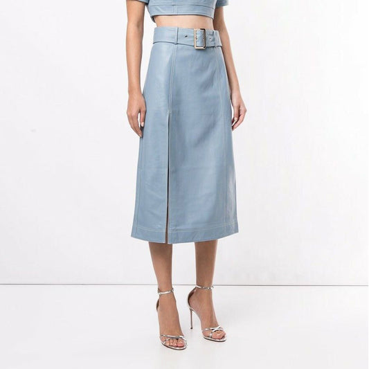 Alice McCall Blue Leather Skirt, size 8UK/4US