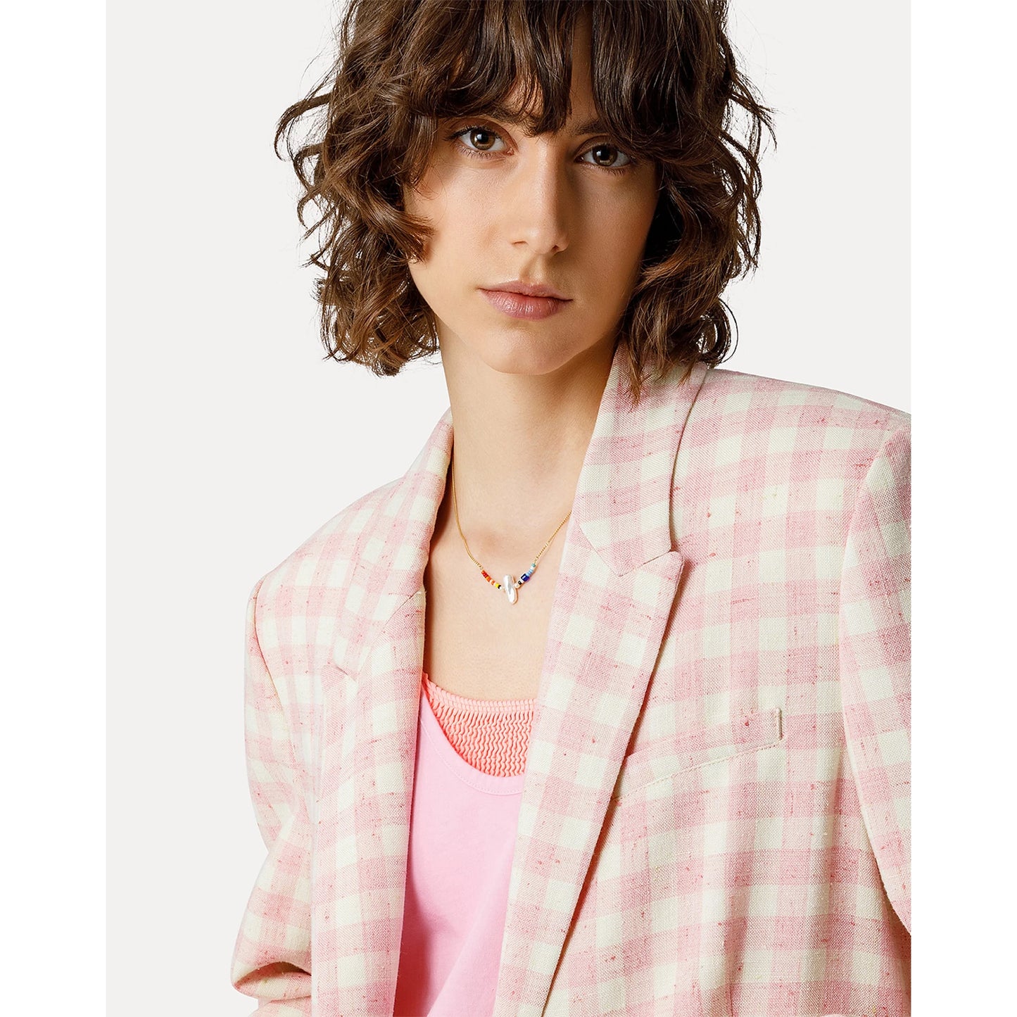 Forte.Forte Gingham Blazer in Pink, size "0" (fits XS)