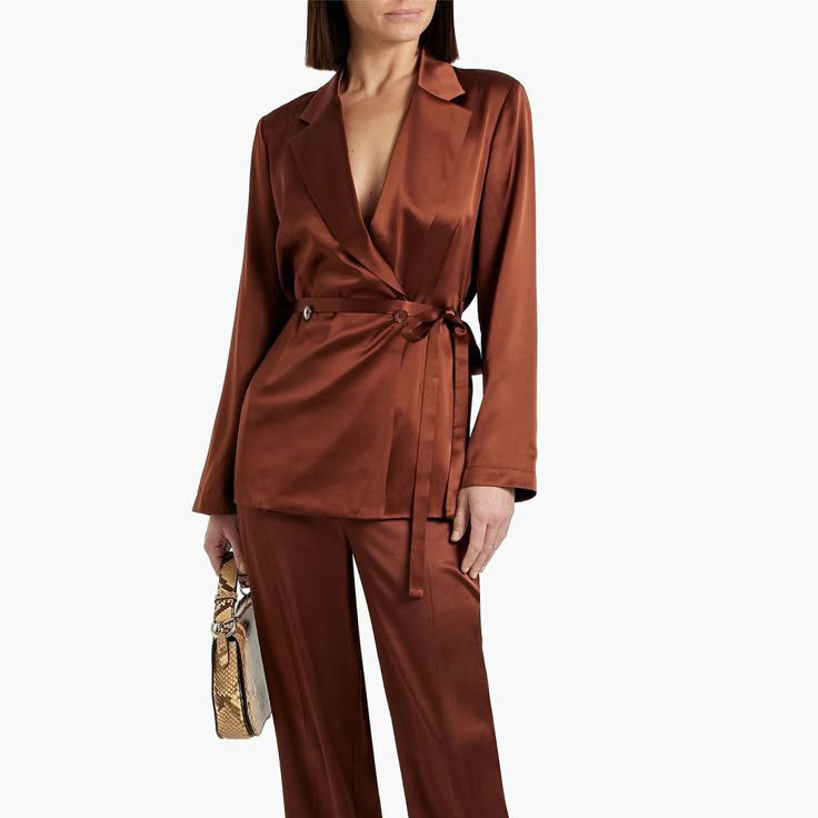 Joseph Silk Satin "Joubert" Blazer in Mahogany, size 36 (Fits like 2/4)