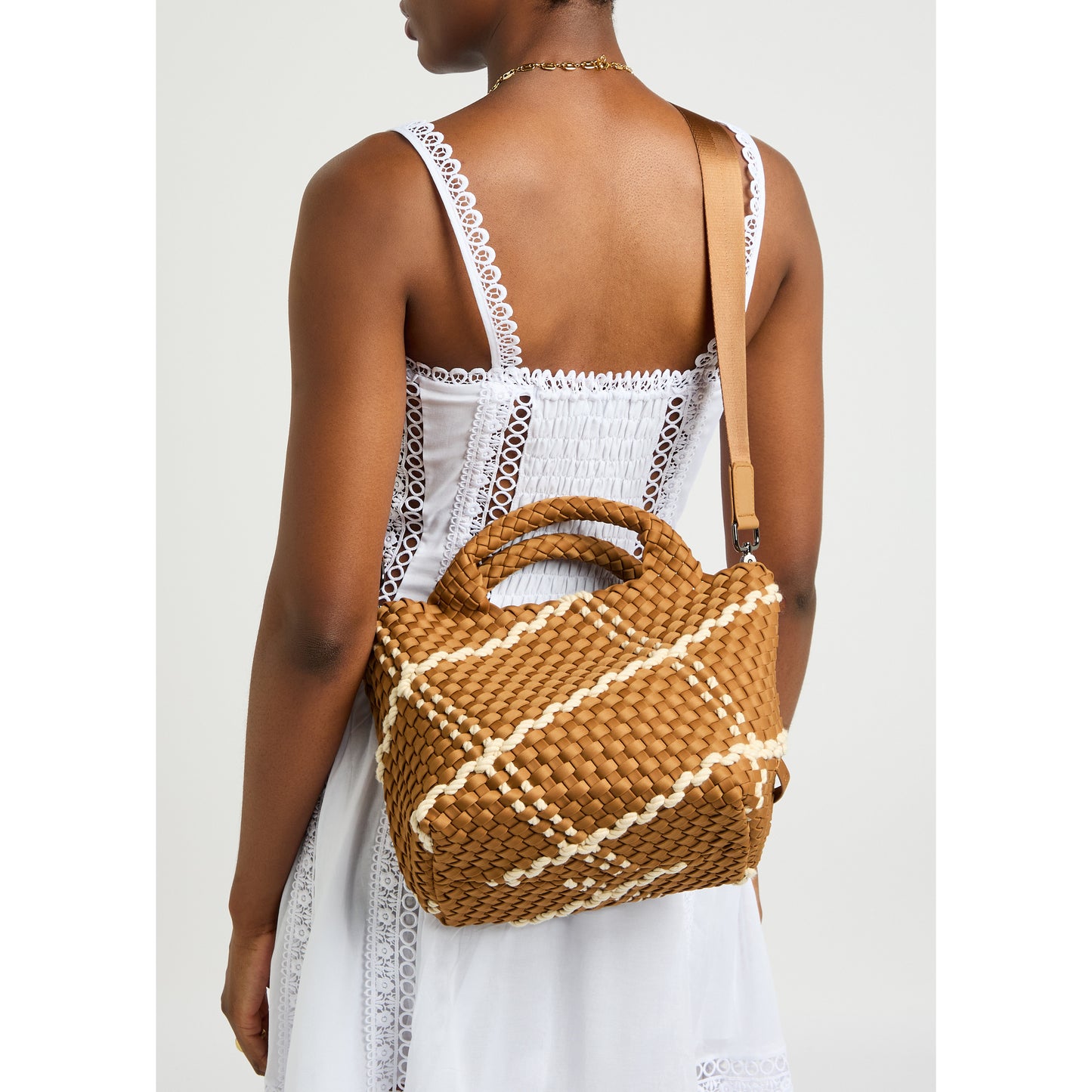 NAGHEDI Small "St. Barths" Rope Neoprene Tote Bag in "Cove"