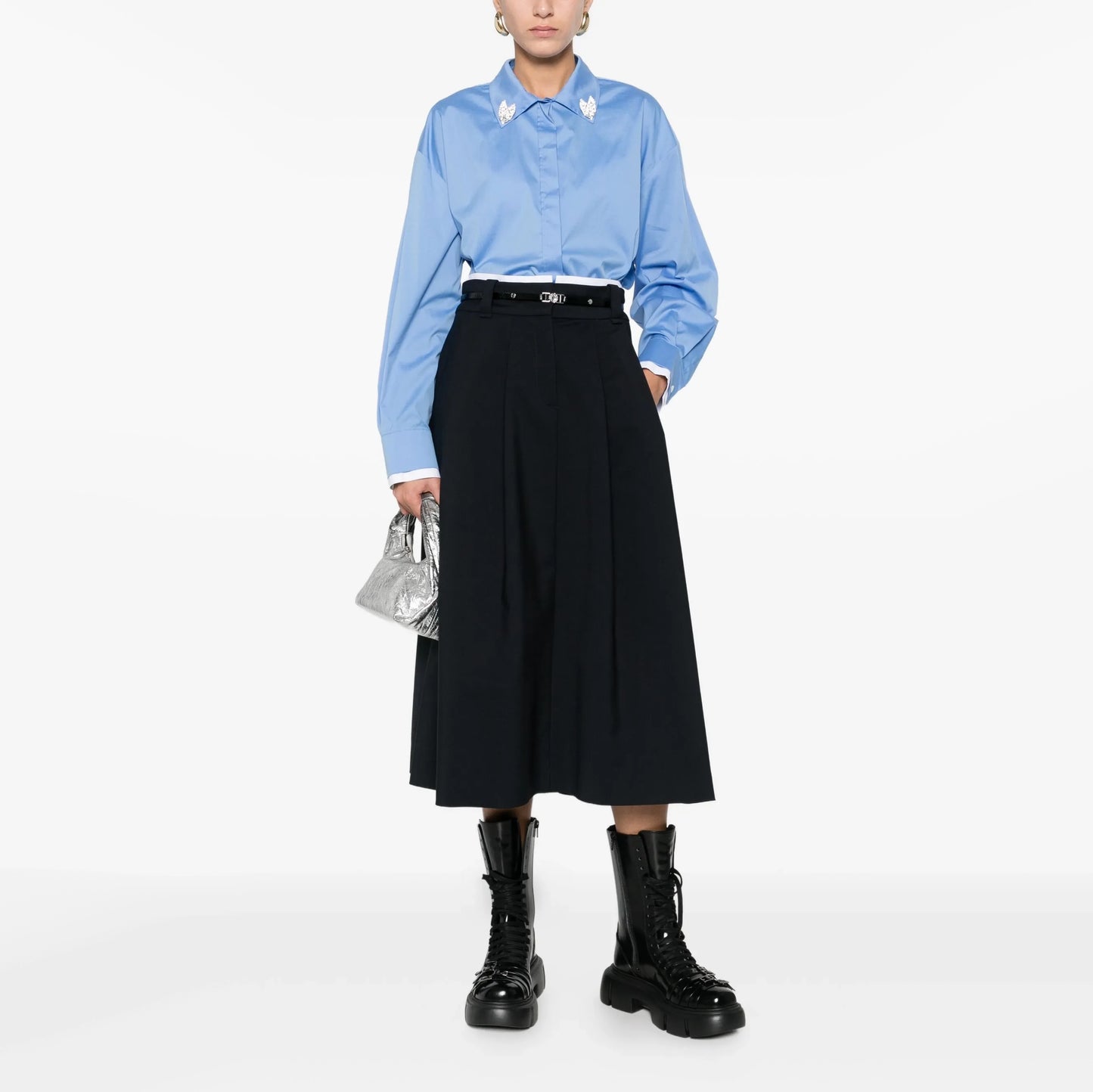 Maje Pleated Skirt in Marine, size 36