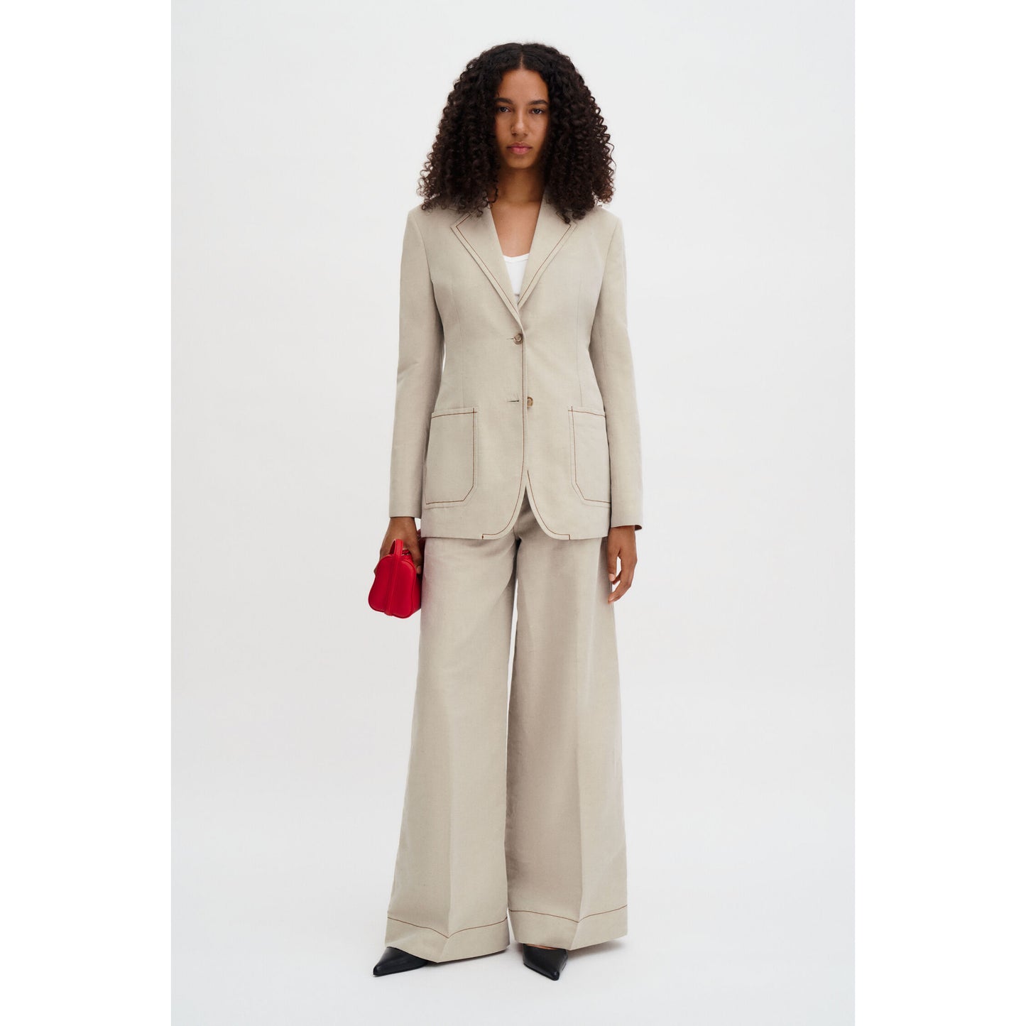 Filippa K "Brooke" Linen Mariner Blazer in Taupe/Beige, size 36 (size 4)