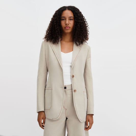 Filippa K "Brooke" Linen Mariner Blazer in Taupe/Beige, size 36 (size 4)