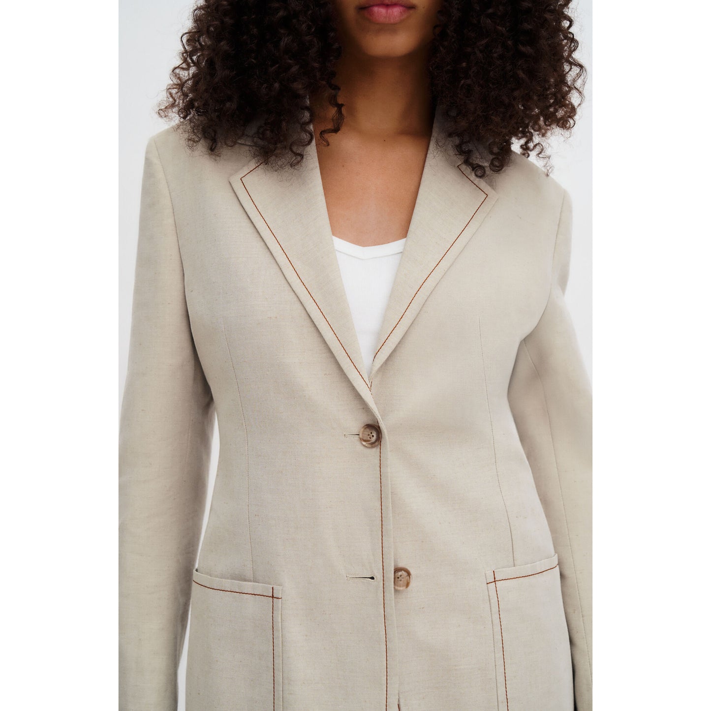 Filippa K "Brooke" Linen Mariner Blazer in Taupe/Beige, size 36 (size 4)