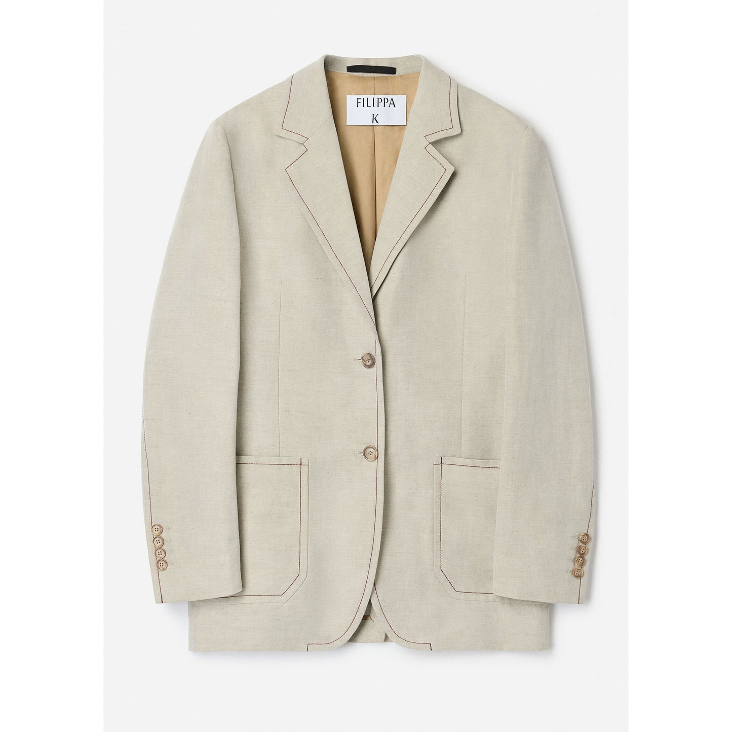 Filippa K "Brooke" Linen Mariner Blazer in Taupe/Beige, size 36 (size 4)