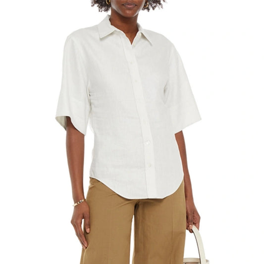 Joseph "Starr" Chintz Linen Shirt in Off-White, size 34