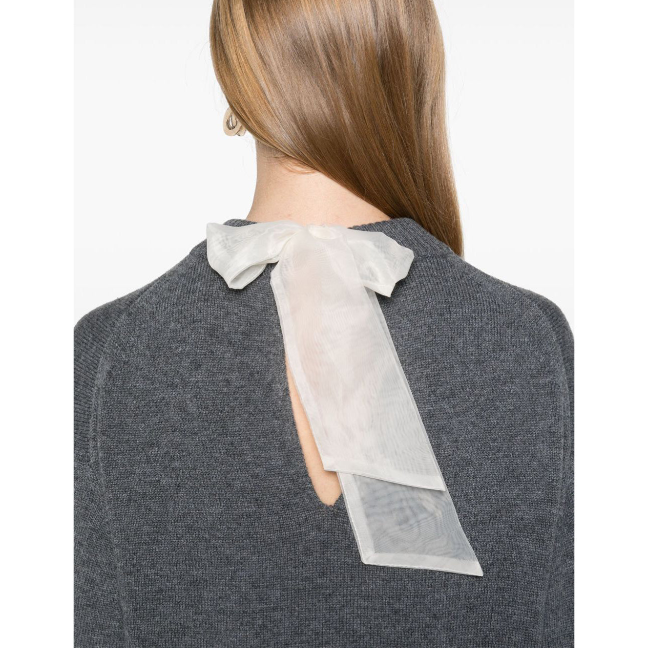 Maje Wool-organza Dual-Fabric Dress in Grey/Cream, size 40 (fits M/L)