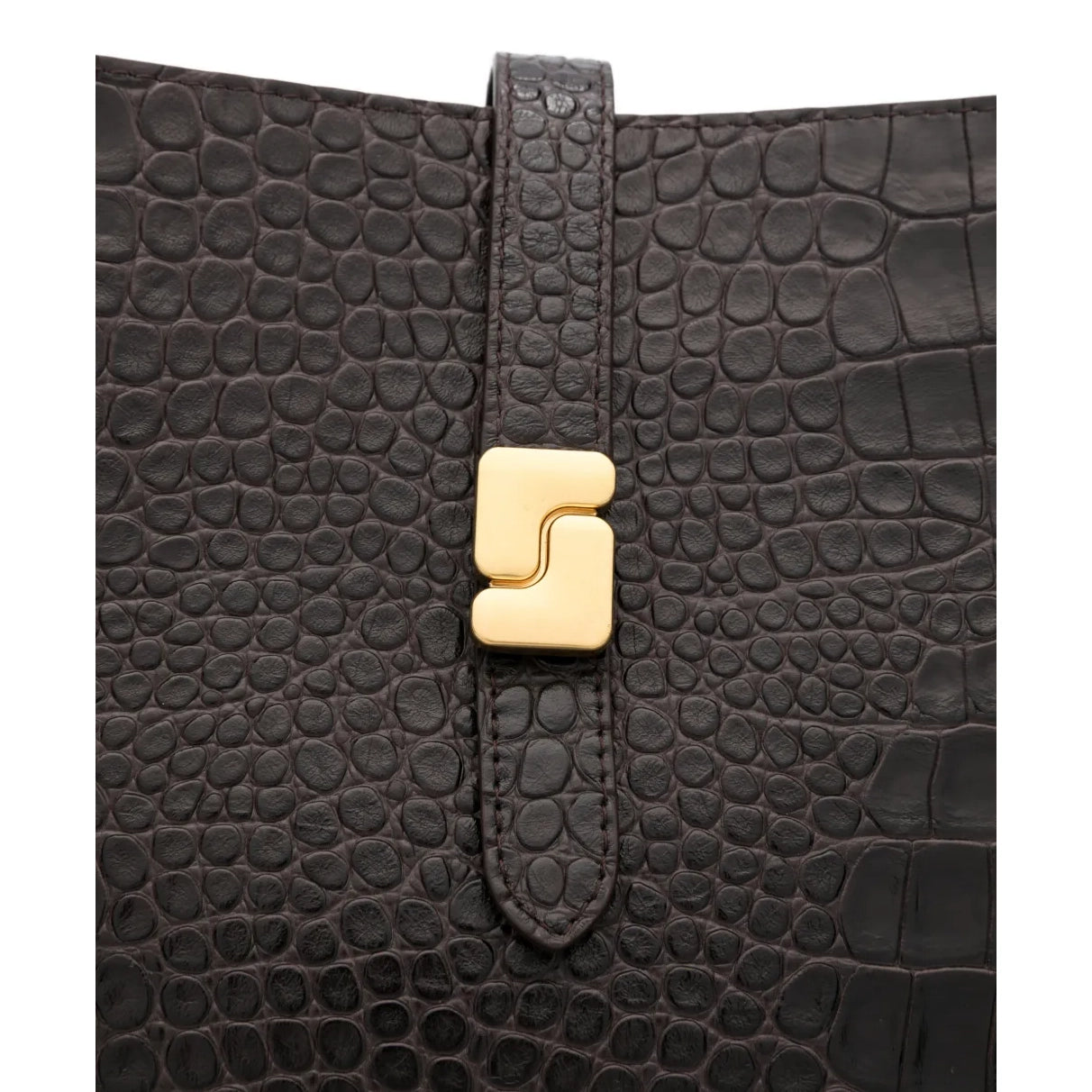 Soeur "Bello" Croc Effect Bag in Dark Brown