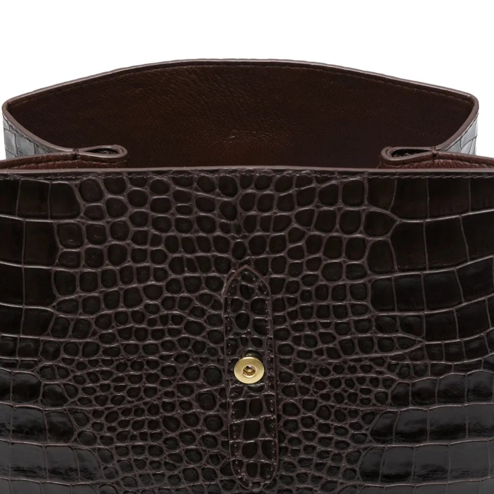 Soeur "Bello" Croc Effect Bag in Dark Brown