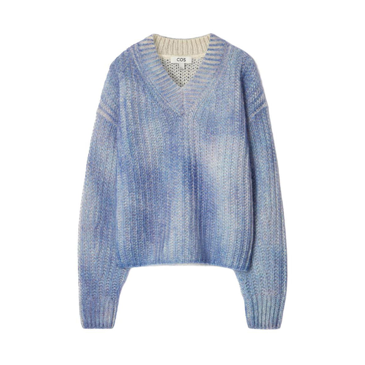 COS Spray-Effect Mohair Sweater in Blue, size Small