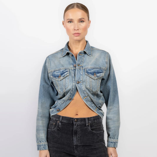 R13 Wrap Around Trucker Jacket in "Merrin Blue", size XS