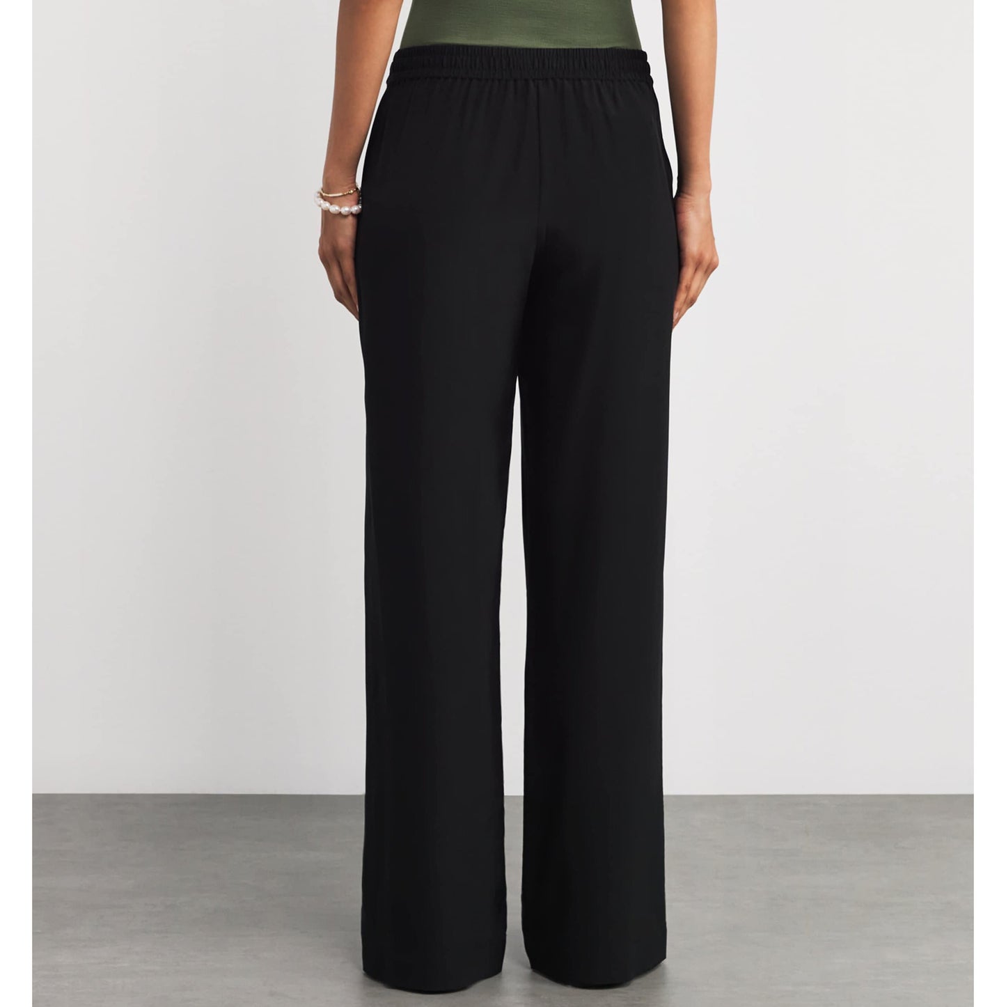 Matteau Wide Leg Silk Pants in Black, size "5" (L-Xl)