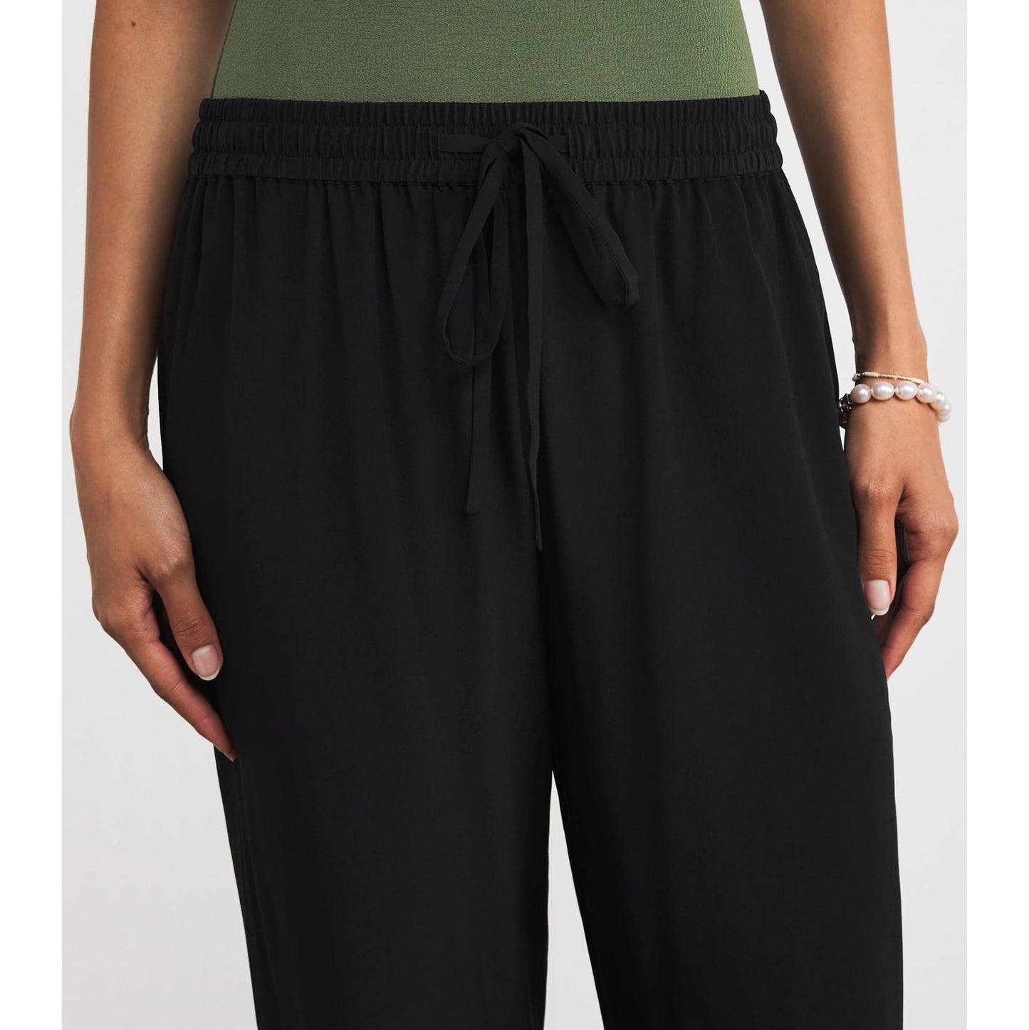 Matteau Wide Leg Silk Pants in Black, size "5" (L-Xl)