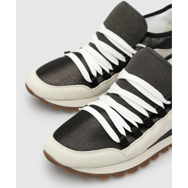 Brunello Cucinelli Suede Combo Sneakers, size 39