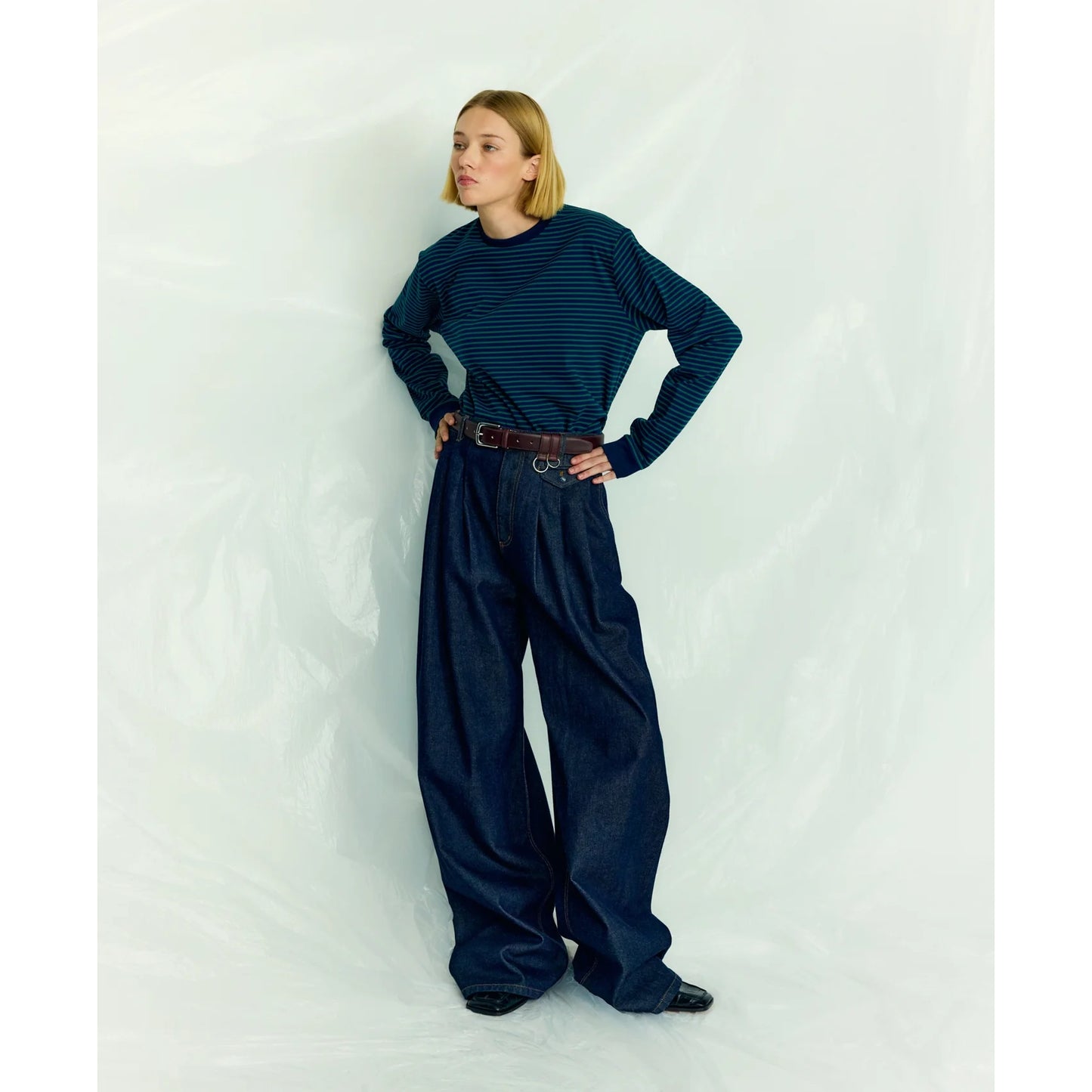 Tibi Triple Pleat Jean in Indigo, size 28