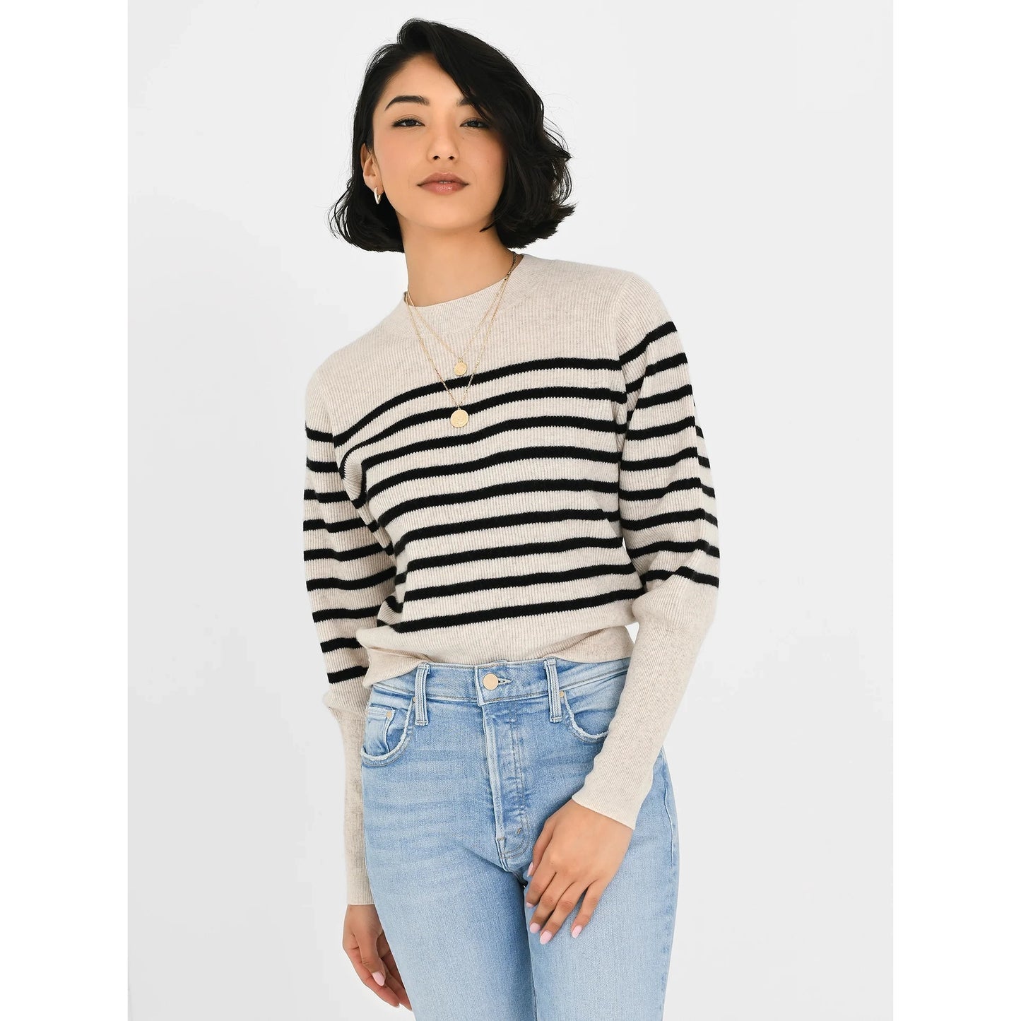 Vanessa Bruno "Astrid" Pullover in Navy/Ecru Stripe, size Small