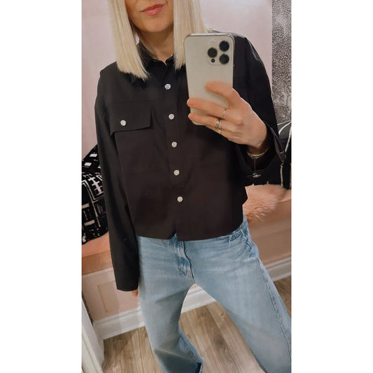 Maria Cher Cropped Jacket in Black, size Small