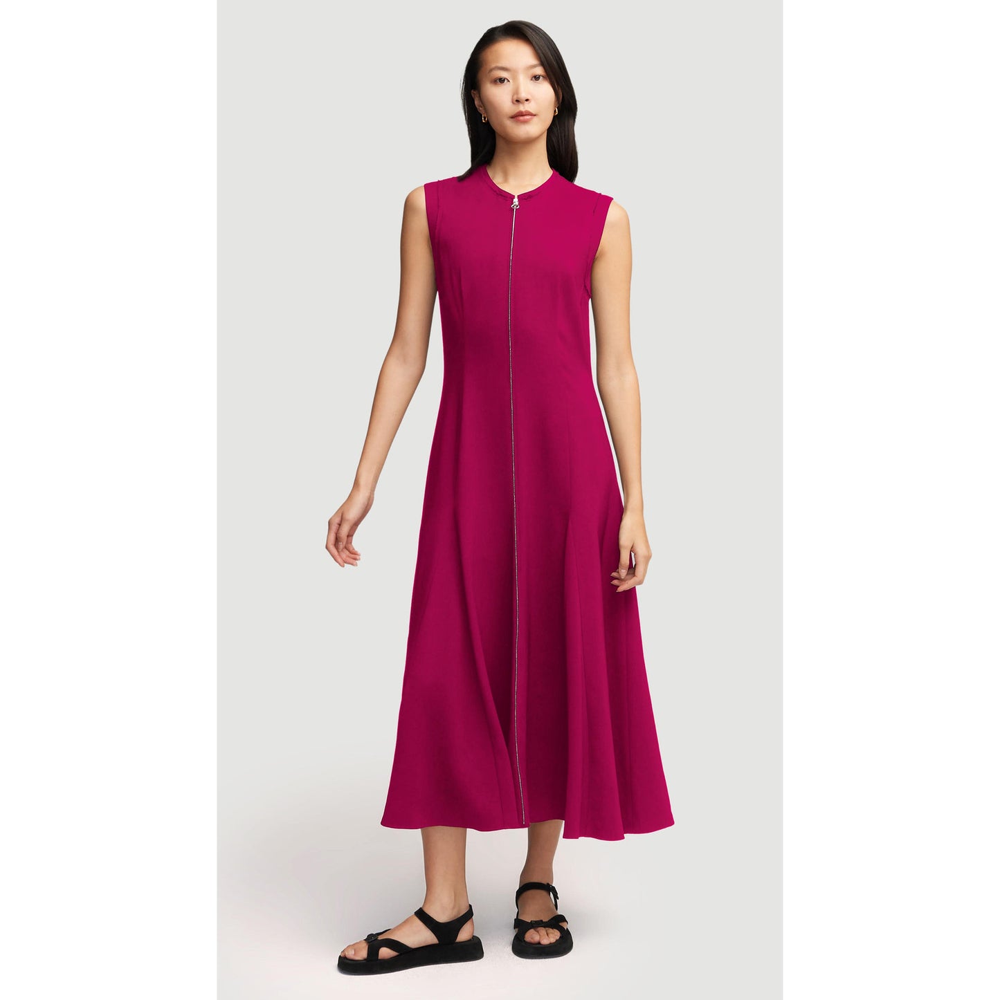 Argent "Cornelia" Midi Dress in Fushia, Size Small