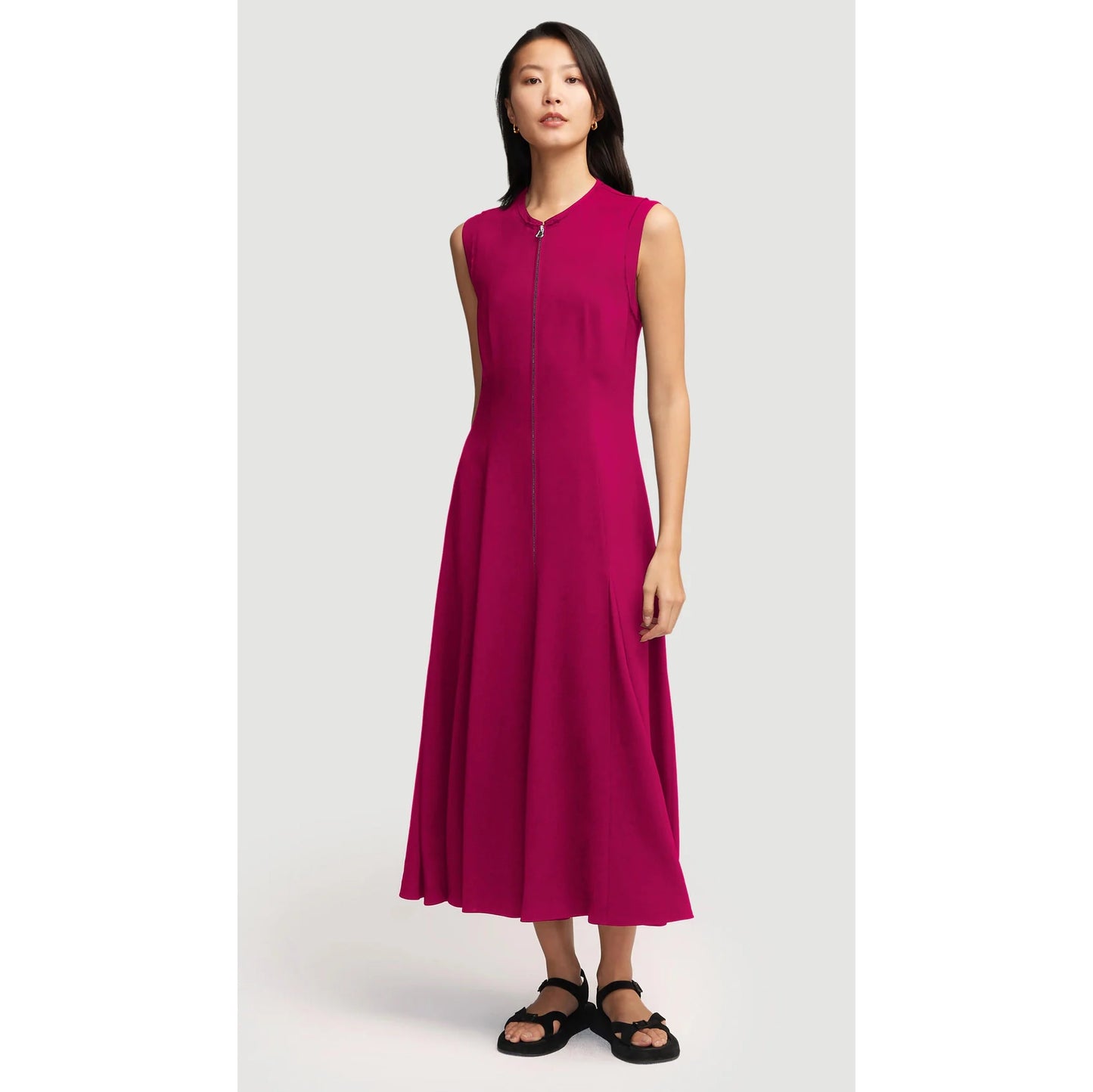 Argent "Cornelia" Midi Dress in Fushia, Size Small