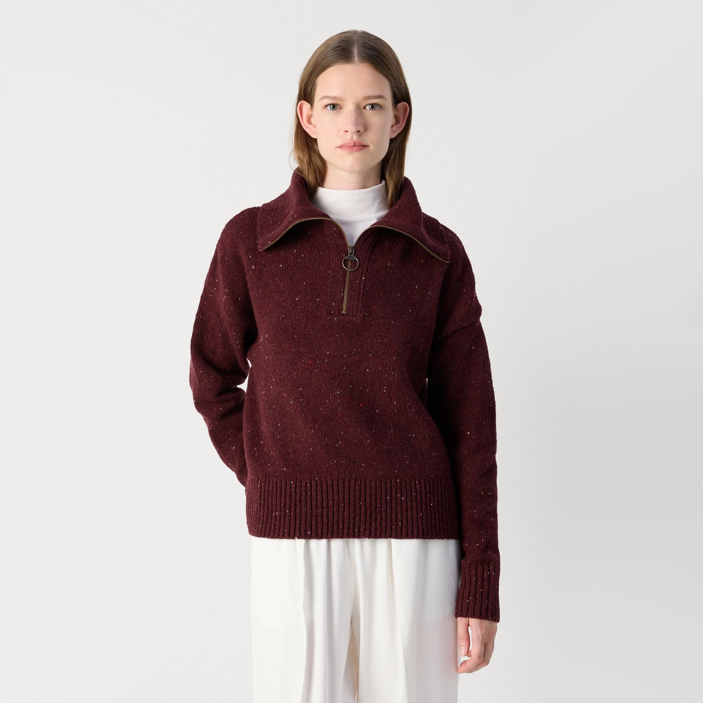 Barbour "Lavensdale" Quarter-Zip Jumper in "Black Cherry", size 14UK/10US (fits M/L)