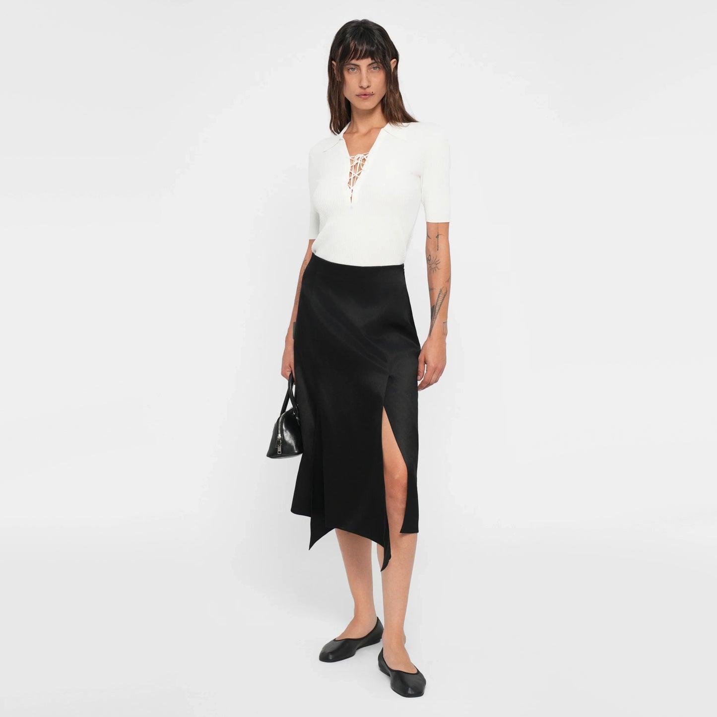 44OME Satin Skirt in Black, size Medium (fits size Small)