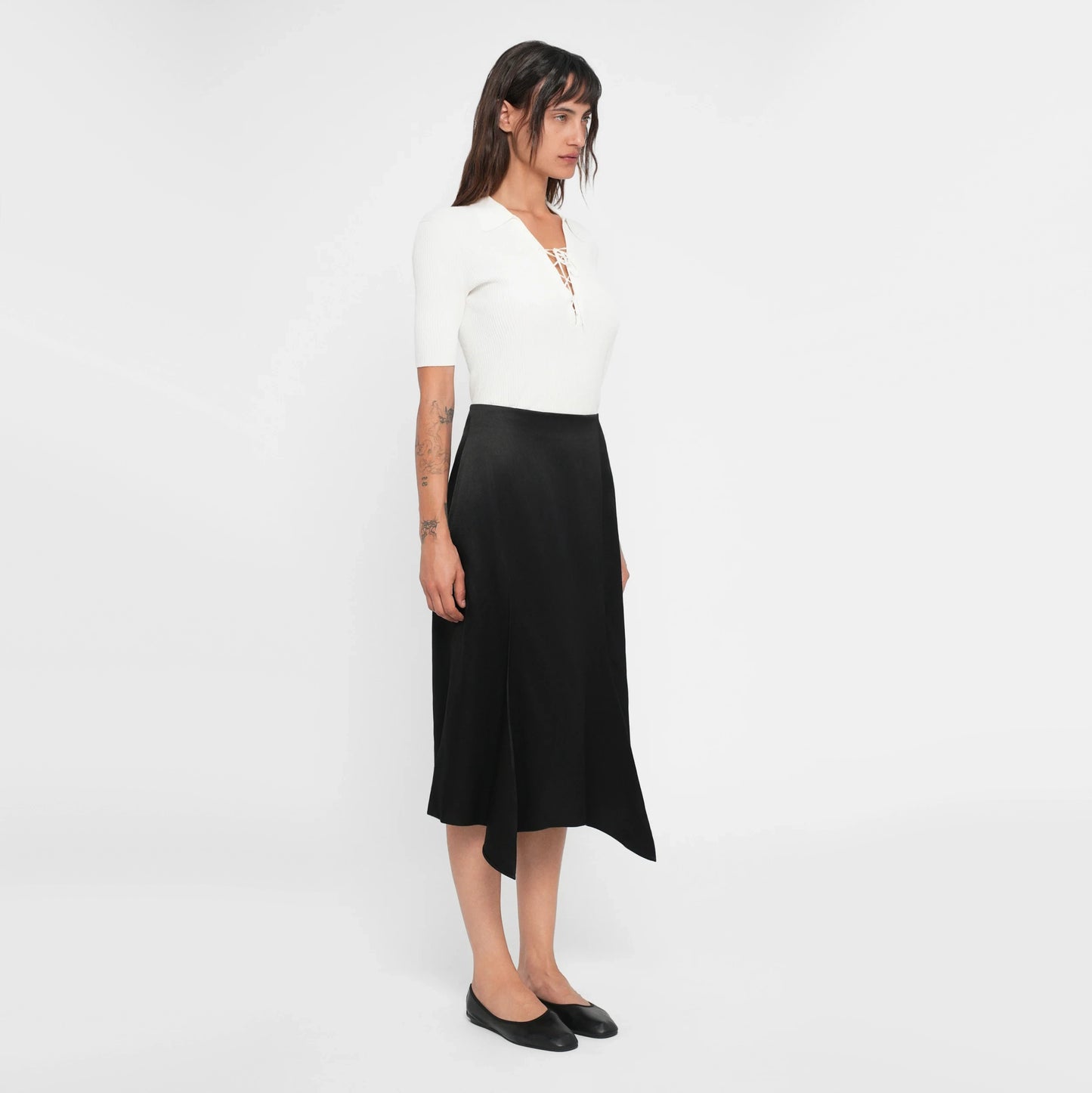 44OME Satin Skirt in Black, size Medium (fits size Small)