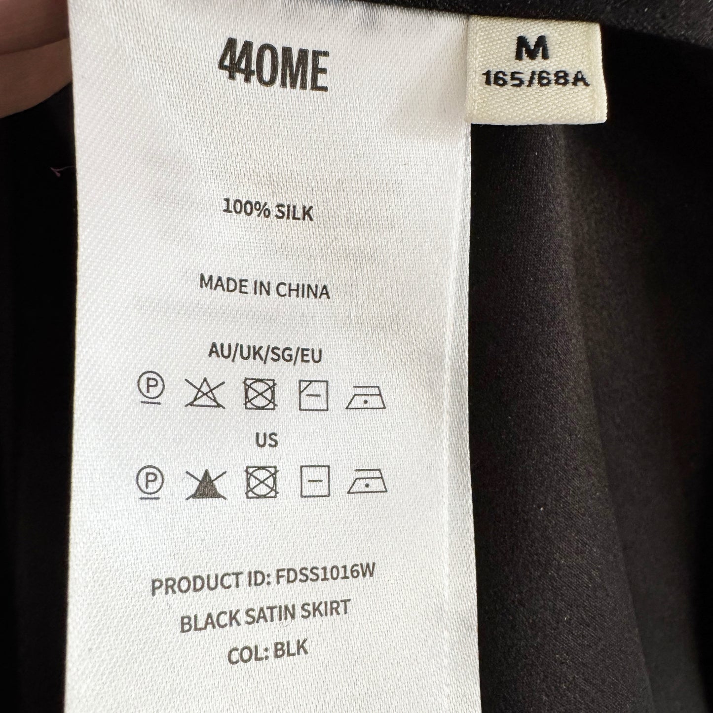 44OME Satin Skirt in Black, size Medium (fits size Small)
