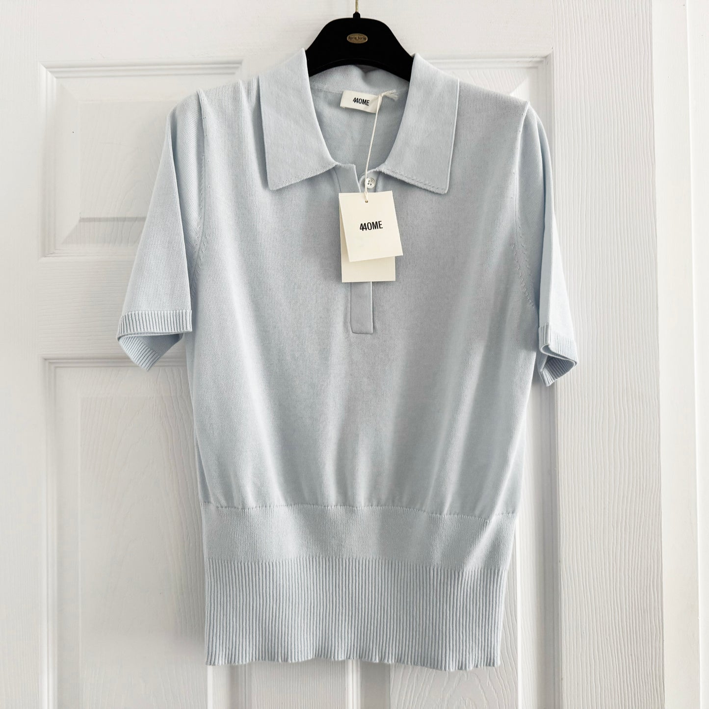 44OME Knit Cotton Polo Neck Top, size Small