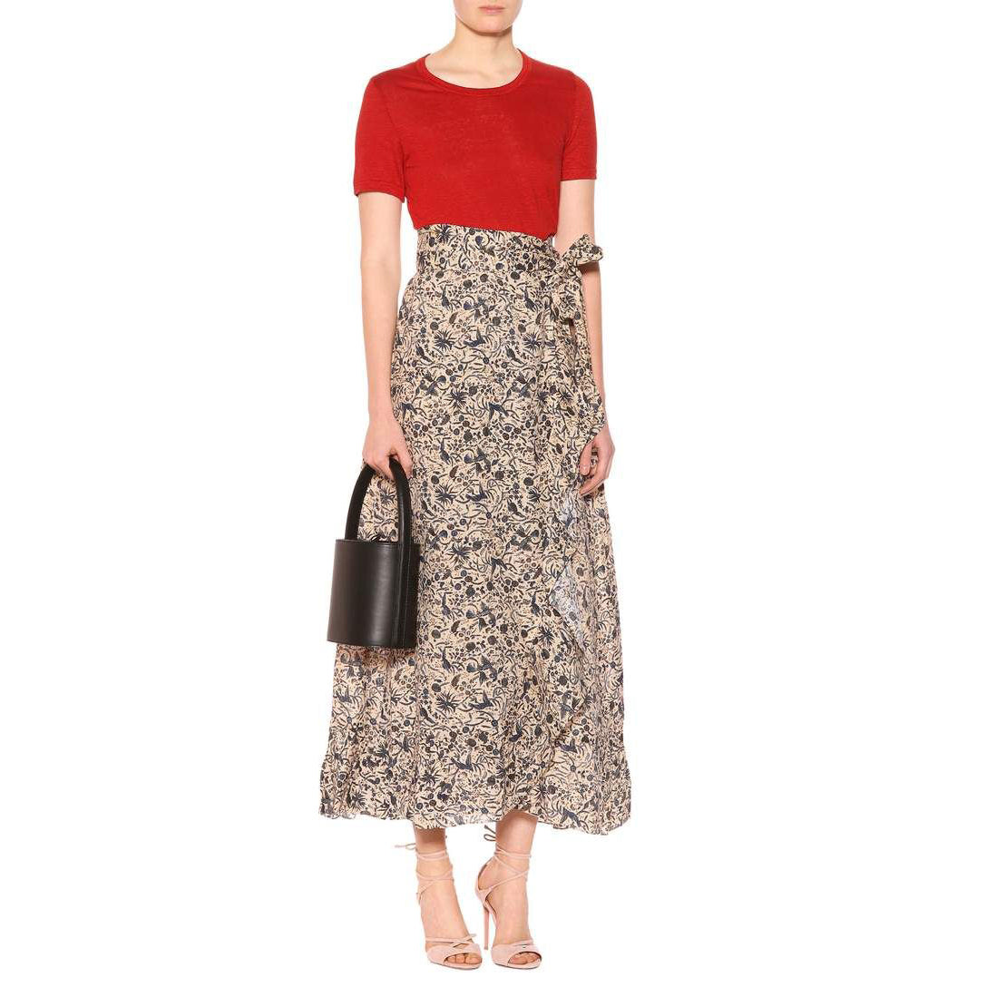 Isabel Marant Etoile "ALDA" Printed Linen Wrap Skirt, size 38