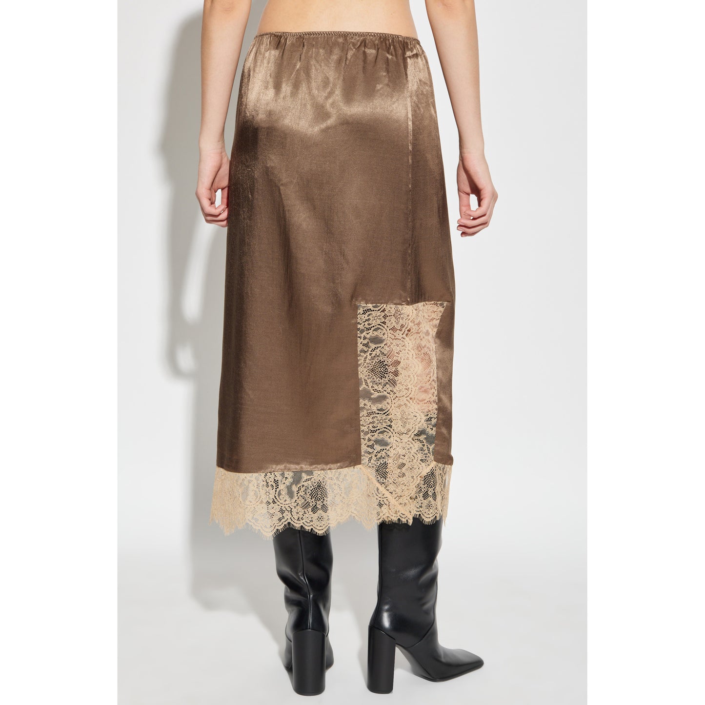 Munthe "Ravin" Slip Skirt w Lace in Brown, size 34