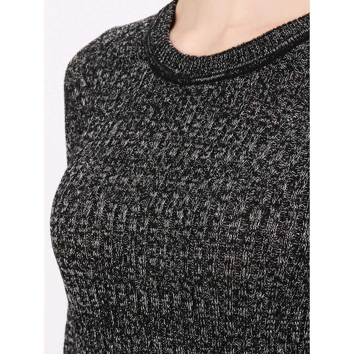 Isabel Marant Wool/Linen Long Sleeve Heathered Knit in Black/Silver, size 34 (XS)
