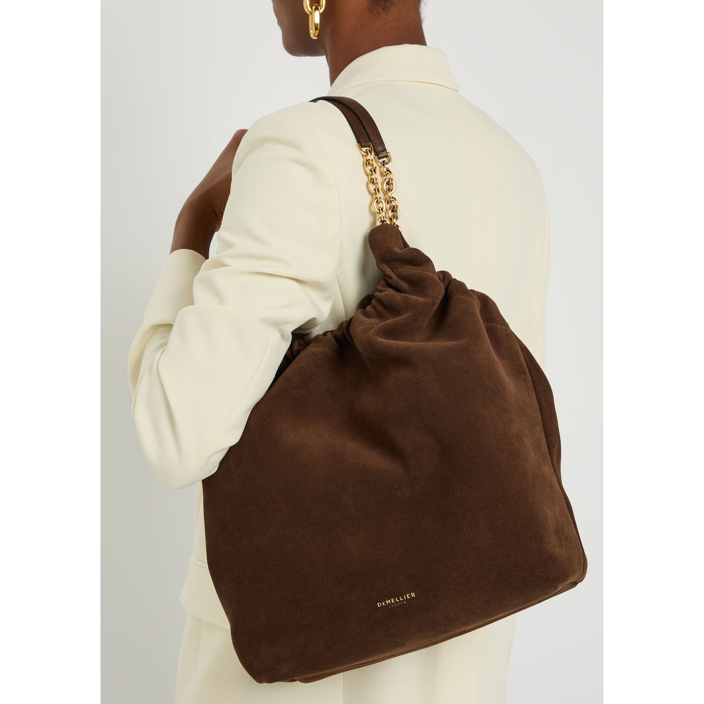 Demellier “Miami” Tote Bag in Brown Suede