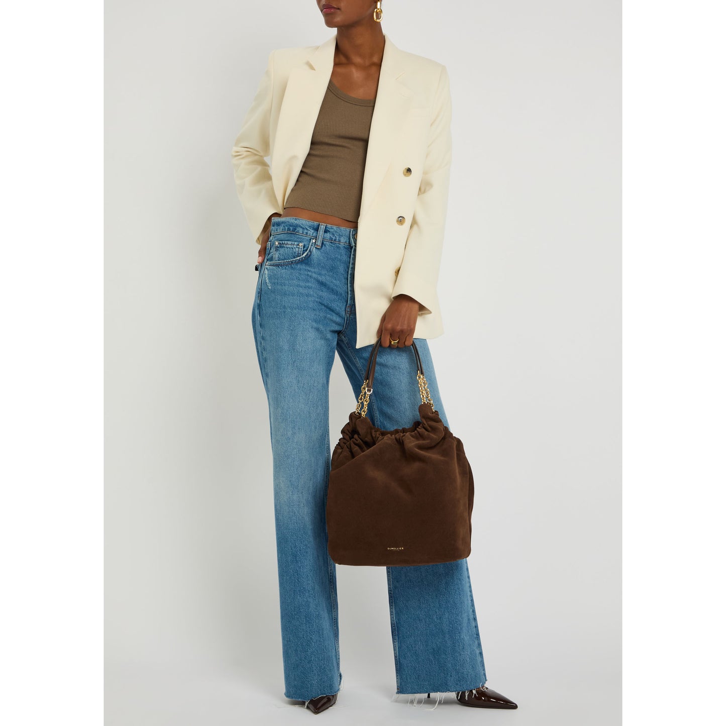 Demellier “Miami” Tote Bag in Brown Suede