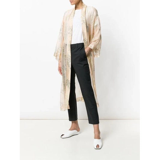 Forte_Forte Leaf Printed Voile Duster in Blush, size "III" (size Large)