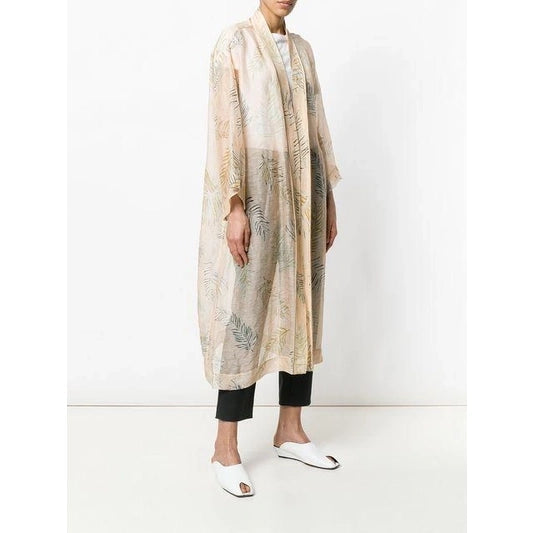 Forte_Forte Leaf Printed Voile Duster in Blush, size "III" (size Large)