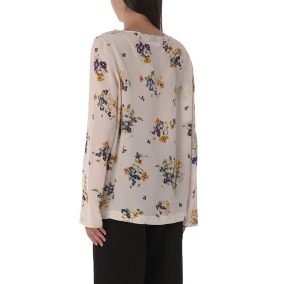 Forte.Forte Floral Long Sleeve Silk Blouse in Ivory, size "0" (fits XS/S)