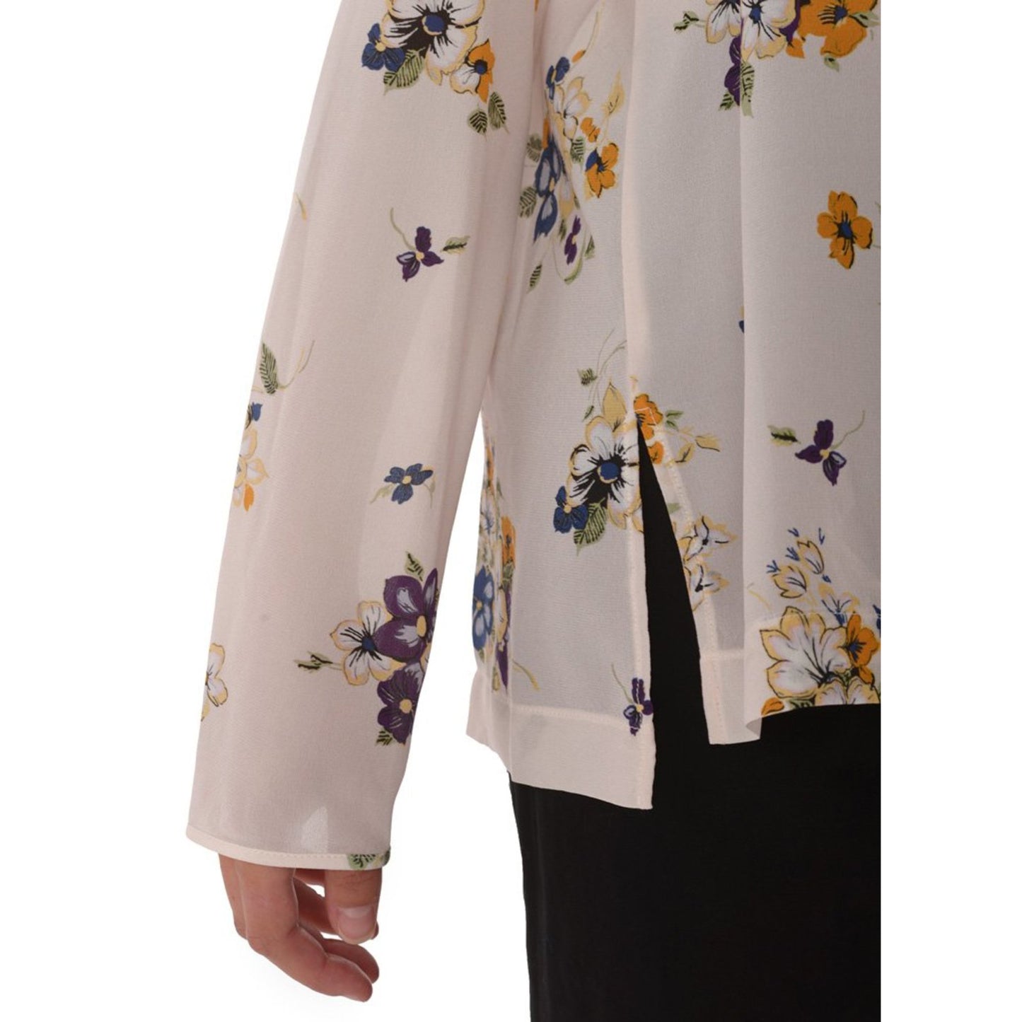 Forte.Forte Floral Long Sleeve Silk Blouse in Ivory, size "0" (fits XS/S)