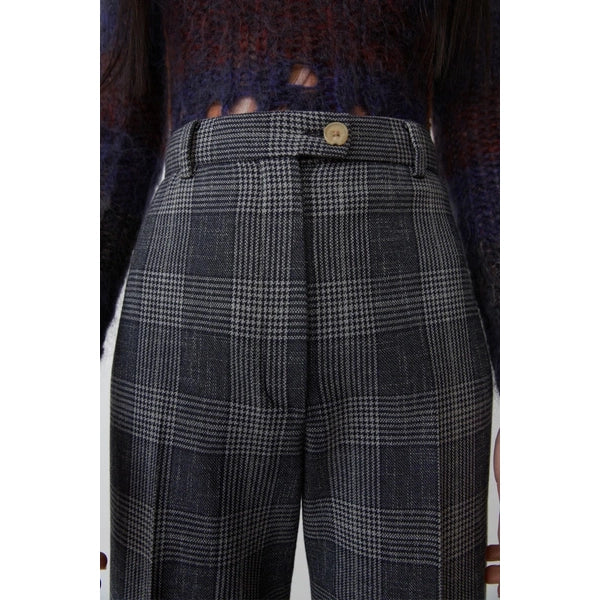 Acne Checked Wide Leg Pants in Grey, size 36 (fits size 2/4)