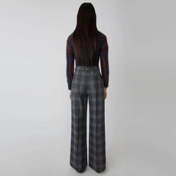 Acne Checked Wide Leg Pants in Grey, size 36 (fits size 2/4)