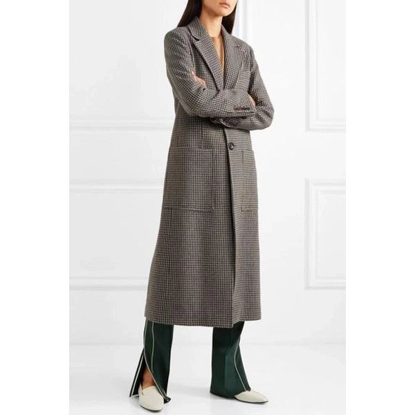 Joseph "Marko" Houndstooth Coat in Taupe/Brown/Grey, size 36