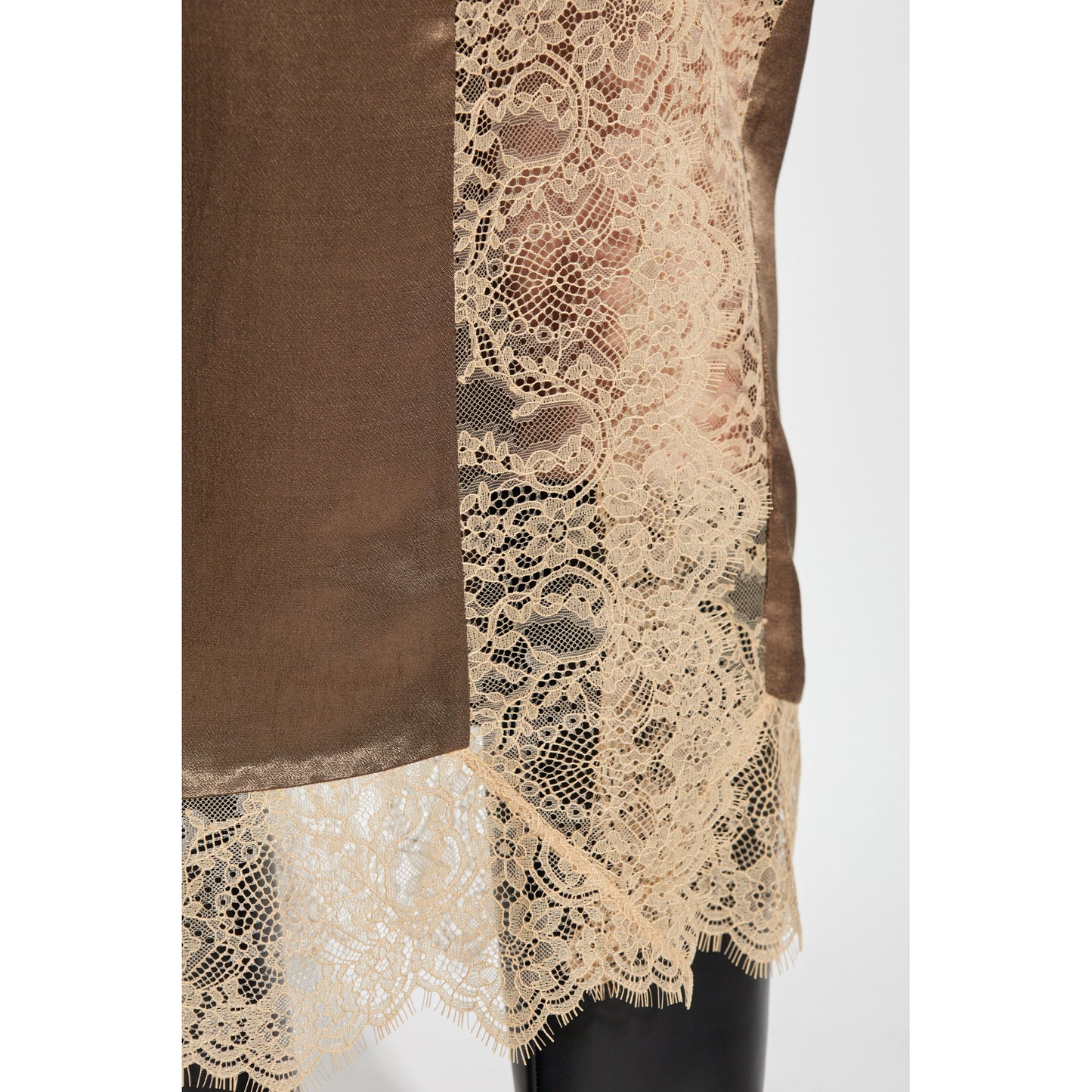 Munthe "Ravin" Slip Skirt w Lace in Brown, size 34