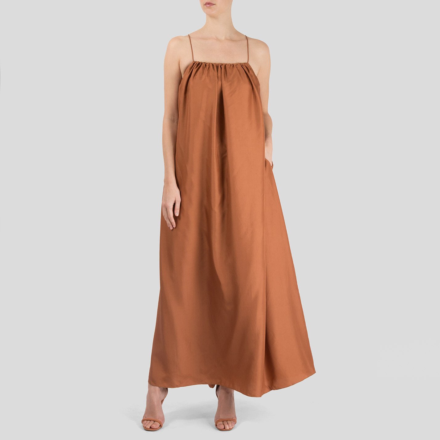Three Graces "Gwendoline" Silk Dress in Copper, size 10US