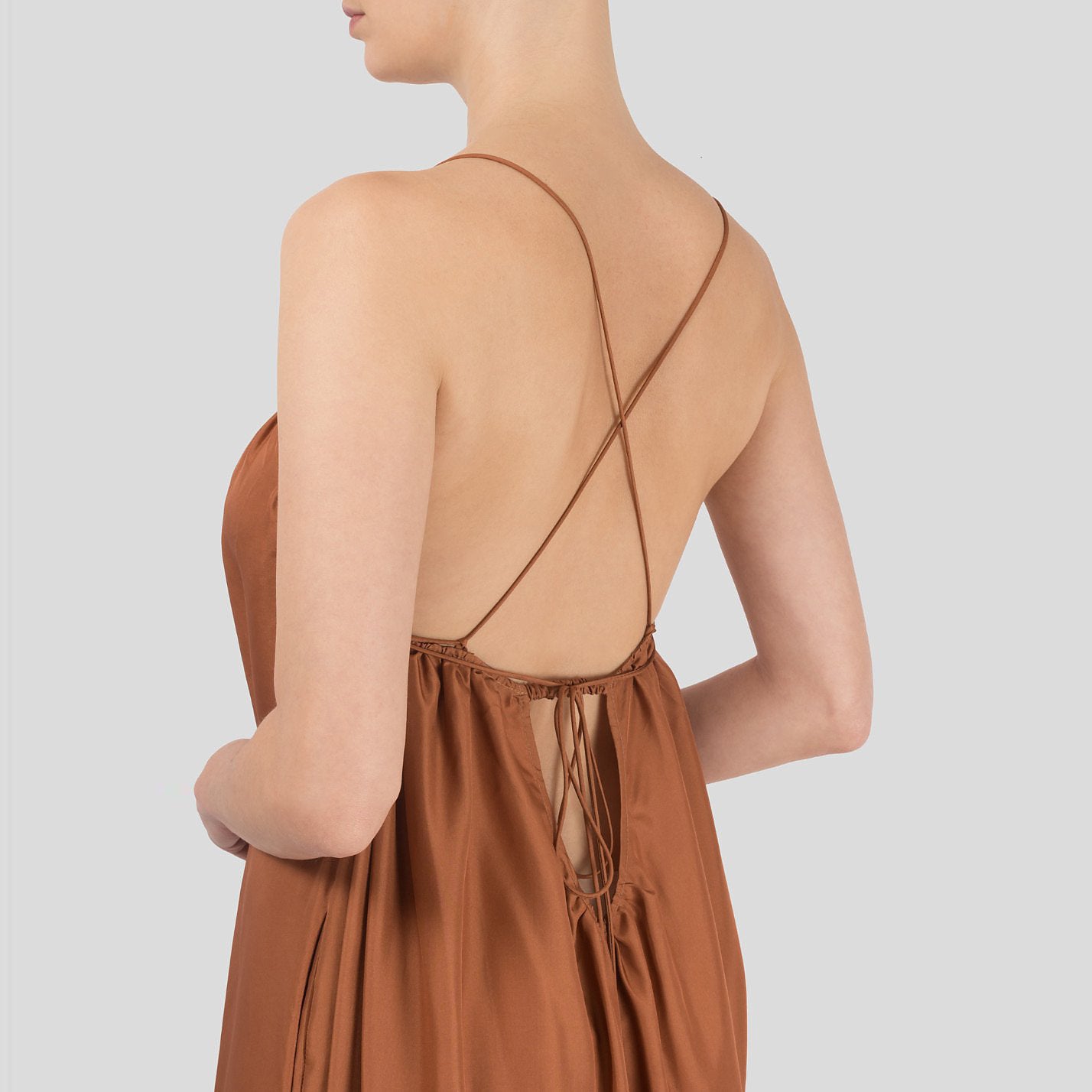 Three Graces "Gwendoline" Silk Dress in Copper, size 10US