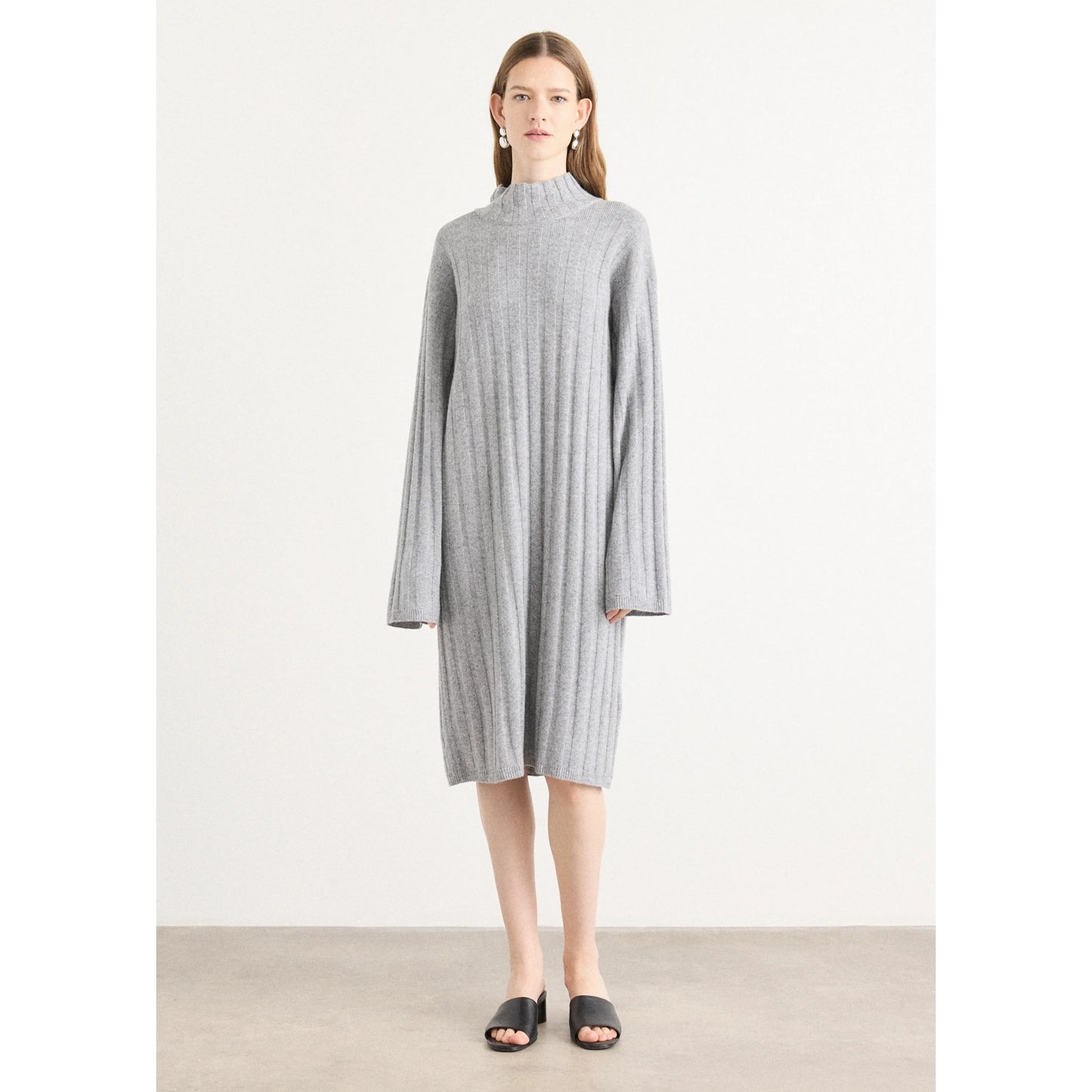 Barbour "Sophia" Ribbed Knit Dress in Grey, size Small