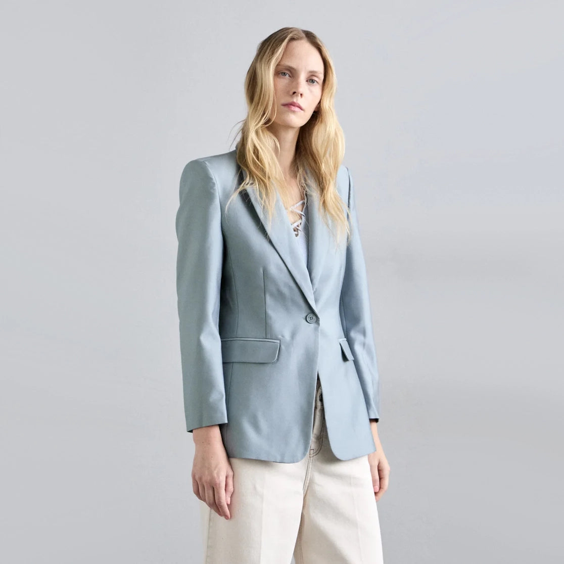 Munthe "Rillo" Blazer in Blue/Grey, size 36 (fits size 4 US)